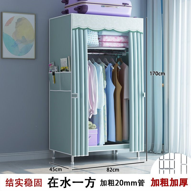 Simple fabric wardrobe rental house steel pipe thickened wardrobe for home bedroom dormitory storage cabinet