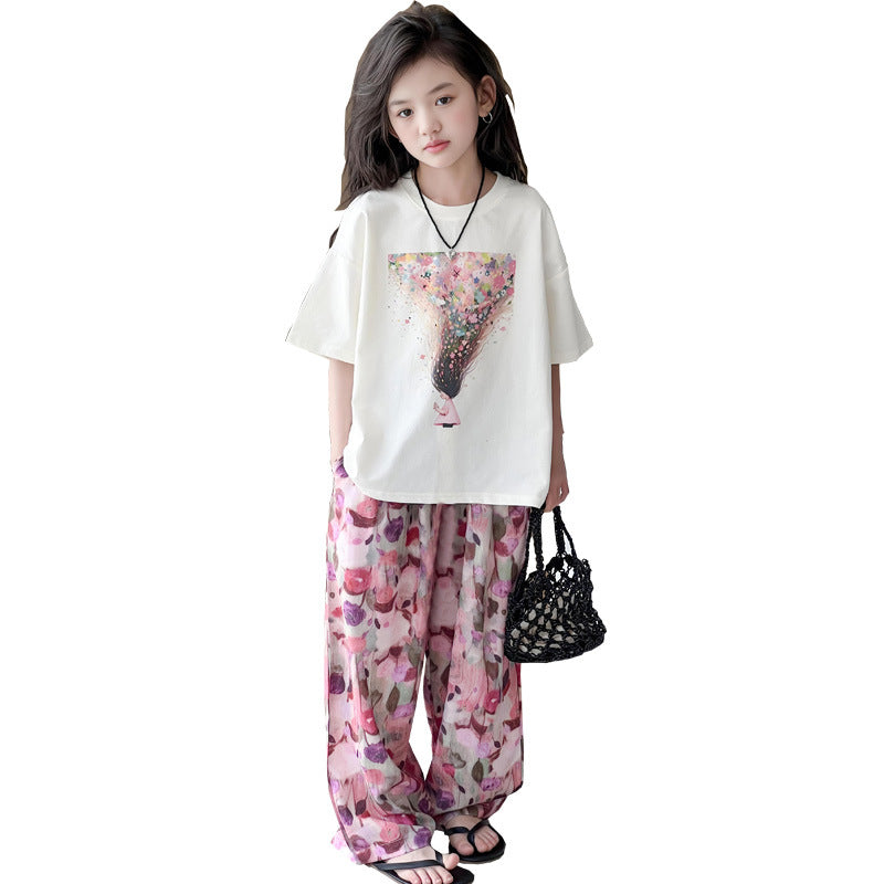 Trendy girls' summer outfit : new fashionable two-piece set for older girls and children - stylish and chic summer clothes for girls