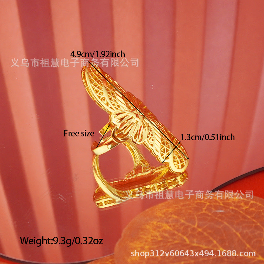 Women's dubai 24k gold plated ring african bridal jewelry single style fashion adjustable size ring