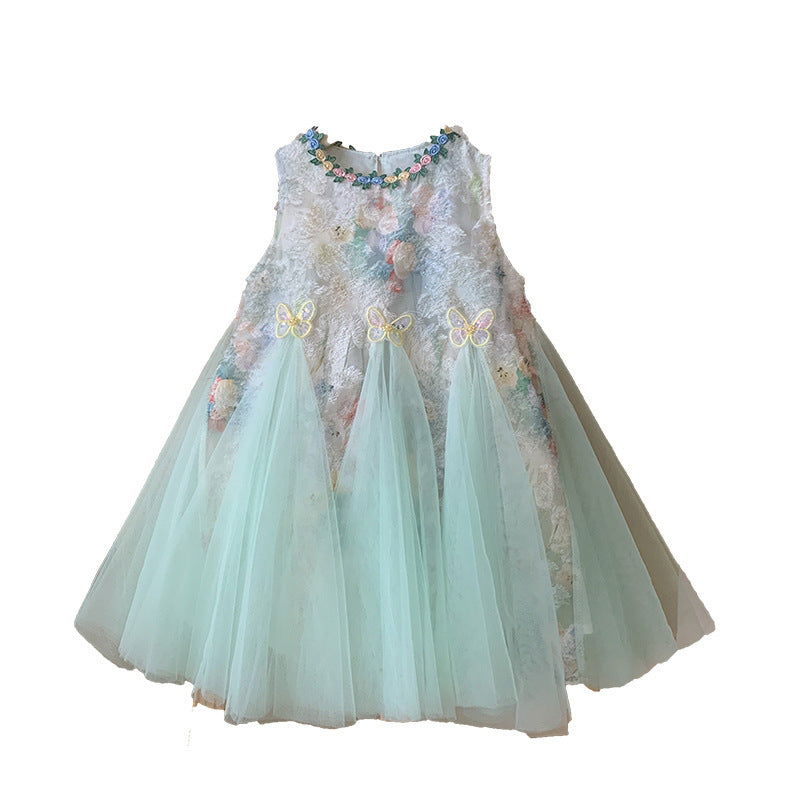 Girls' summer dress  new style tank dress kids' vacation dress baby girl stunning puffy princess dress