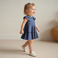 Princess dress kids girls summer new  fashion ruffle baby princess dress solid color korean style children's dress