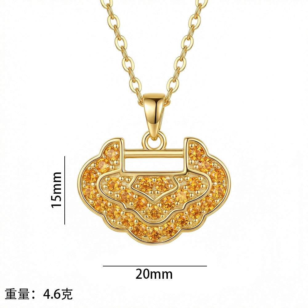 New arrivalpopular hot style copper inlaid zirconium safety lock necklace for women summereasiest for matchfashionelegant titanium steel clavicle chain jewelry