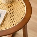 Solid wood rattan coffee table, medieval for home bedside living room, colorful style side table, rattan rubber wood round private residence