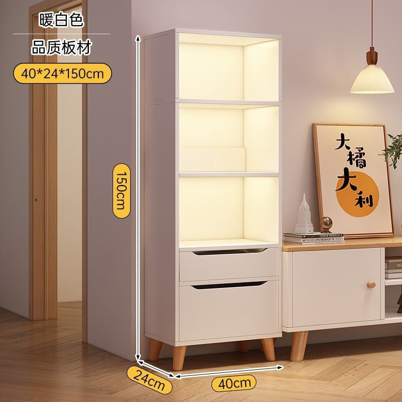 Bookcase for home standing cabinet bookshelf floor-standing storage rack living room storage cabinet small narrow cabinet dust-proof storage cabinet storage cabinet