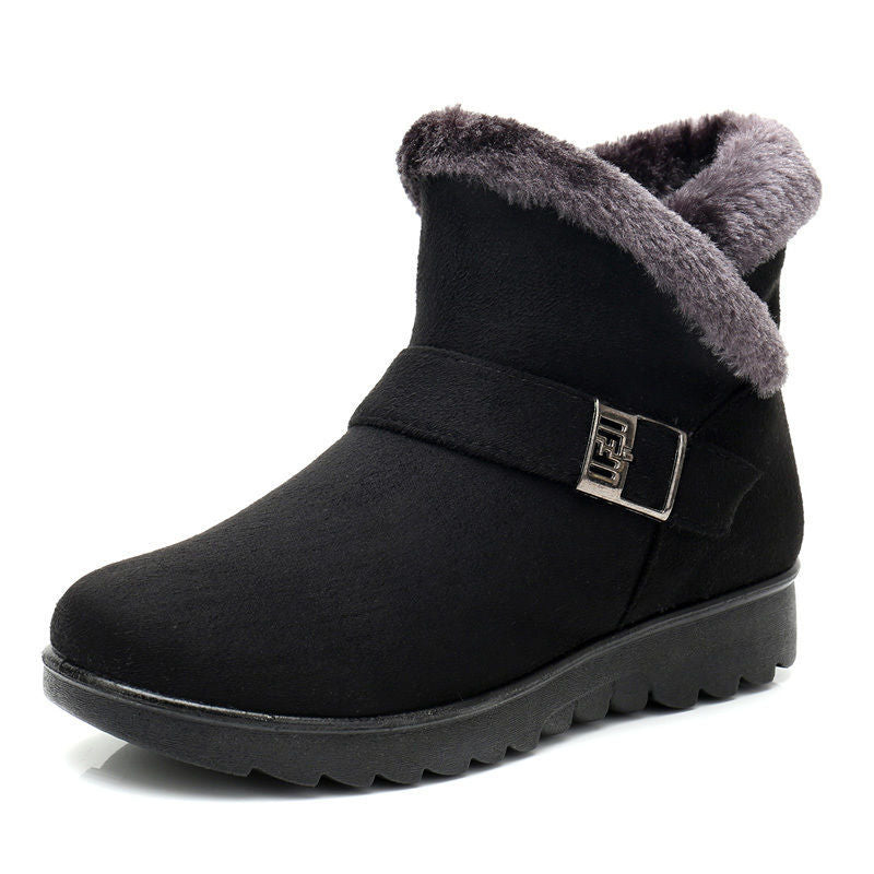 Winter slip-on fleece-lined cotton shoes heattech ladieswear shoes non-slipthickened cotton shoes for middle-aged and elderly people flatsnon-slip granny shoes