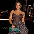 European and american cross-border women's fashion  summer new sexy fishbone camisole sleeveless top and asymmetrical midi skirt set