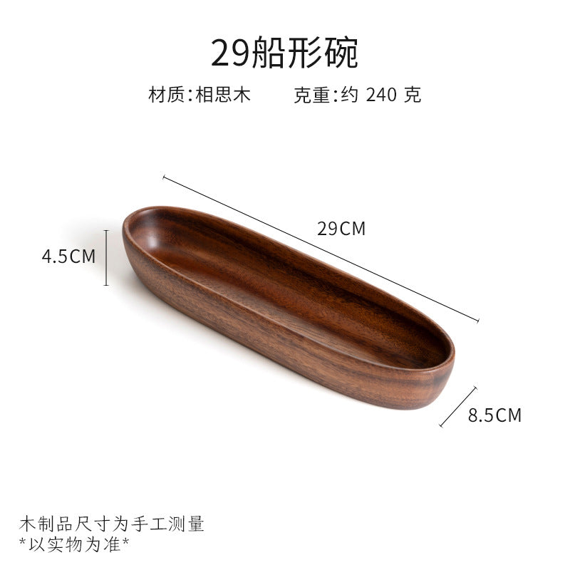 Walnut wood fruit platter solid wood round salad bowl dish dinner plate household kids fruit plate wholesale wooden tray