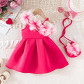 girls' 3d floral dress - girls' party dress + crossbody bag set