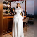 European and american cross-border women's winter  new arrival: long-sleeved stand collar slim-fit patchwork pleated maxi dress - elegant style