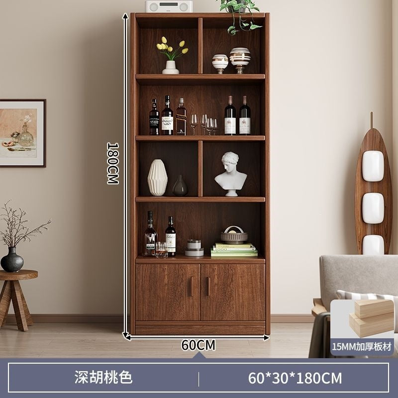 For homefloor-standing storage rack, whole wall storage cabinet, multi-layer solid wood wine cabinet, all-in-one wall bookcase, living room storage cabinet