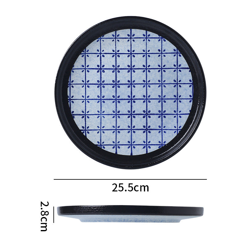 Japanese classic blue pattern tableware hotel style western food plate deep plate for home high-looking rice bowl byron tableware