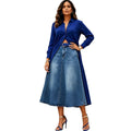 European and american style women's casual denim midi skirt - new  cross-border fashion, street style, washed high-waisted long skirt