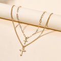 Wholesale alloy sweater chains - european & american style, statement & niche, light luxury jewelry for women - cross pendant necklaces, multi-layered choker chains