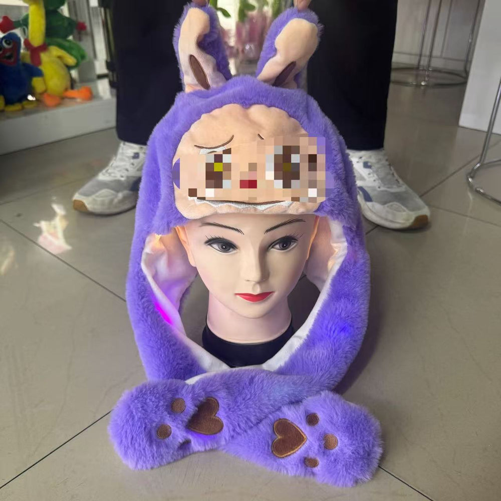 popular airbag that can move when pinching the ears, cartoon rabbit hat, various wholesale luminous children's toys, family hats