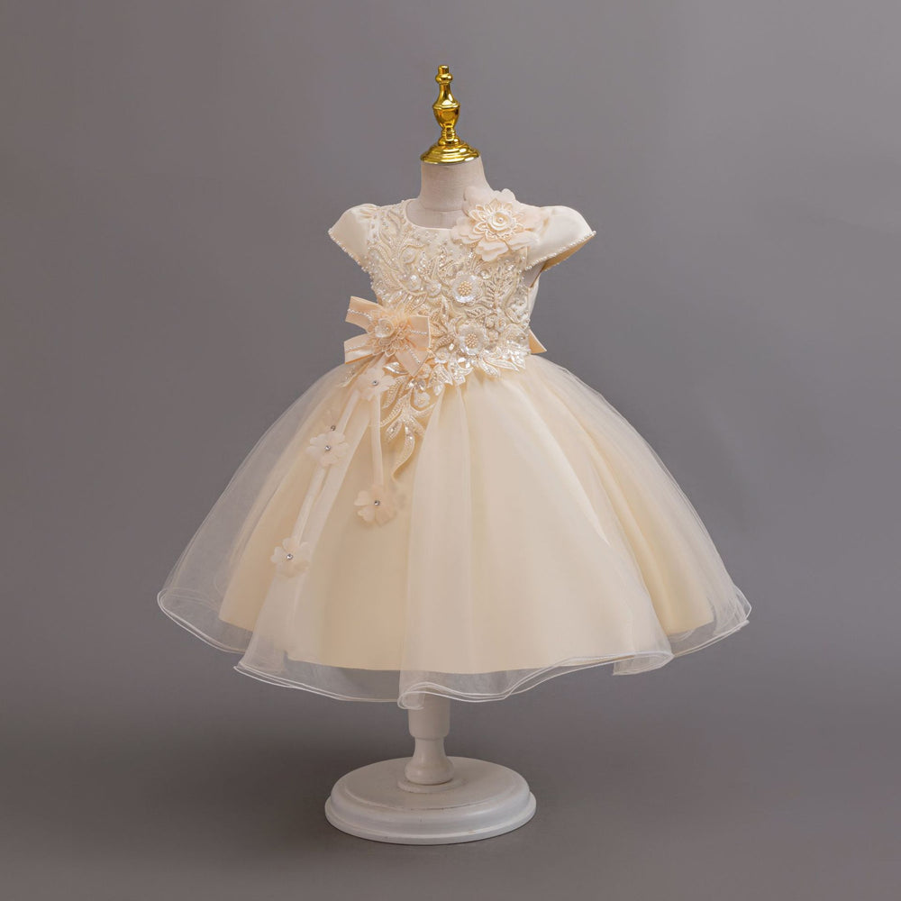 Exportnew arrivallace flower puffy wedding dress princess dress girl model catwalk dress flower girl
