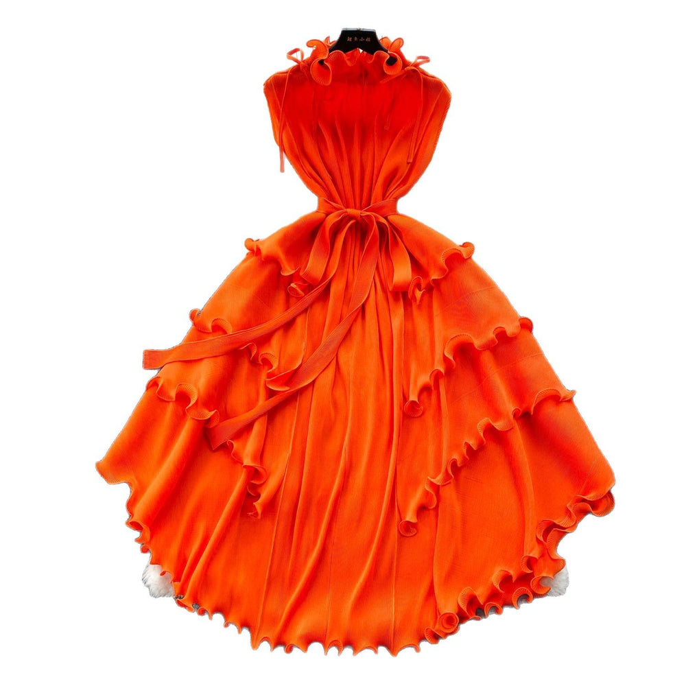export elegance miyake pleated dress skirt pleated long heavy industry pleated classy exquisite dress for women