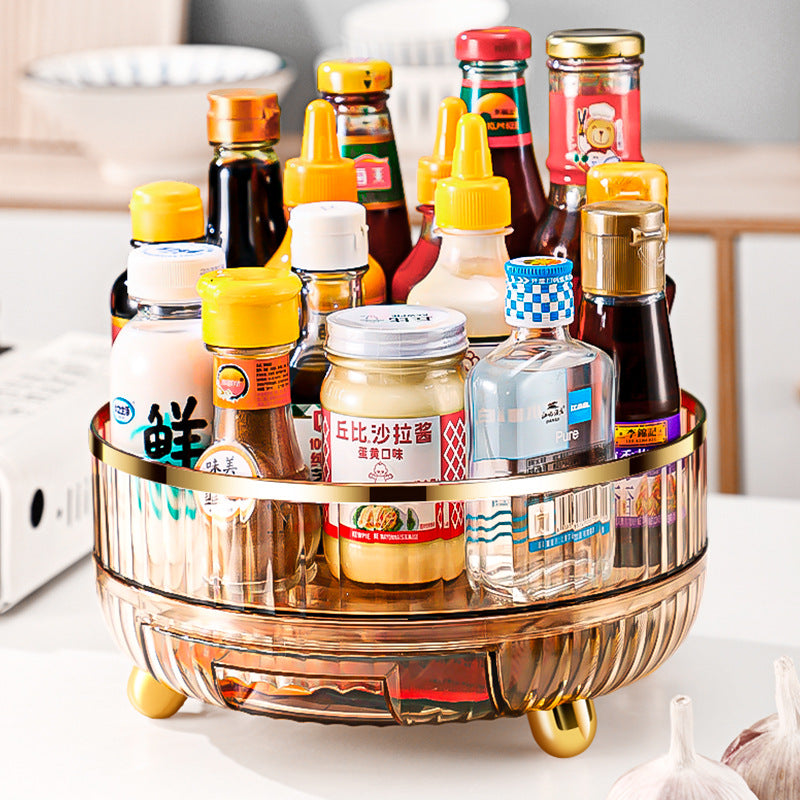 Kitchen Seasoning Shelf Multi-layer Storage Shelf Floor Locker Kitchen Rotating Seasoning Box Lazy Artifact