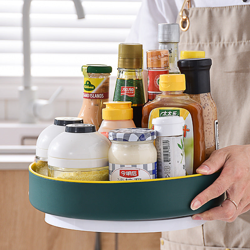 Rotating spice rack, rotating storage box, bathroom organizer, rotating makeup tray, fruit plate rotating stand