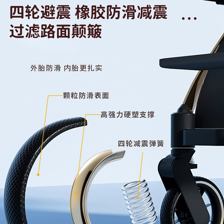 High-view two-way stroller, 0-3 years, convertible pushchair, lightweight & foldable, baby walking assistant