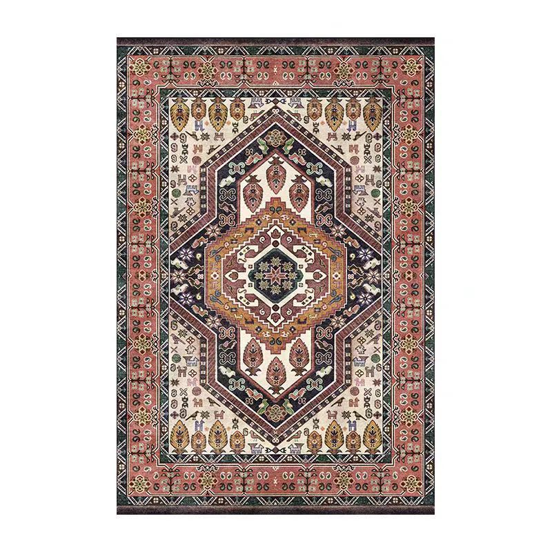 retro ethnic moroccan faux cashmere rug - durable, stain-resistant, perfect for living room coffee tables, bedroom bedside, and more
