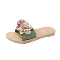 New summer fairy style color block floral slides - women's beach sandals, fashionable outdoor wear, flat, non-slip