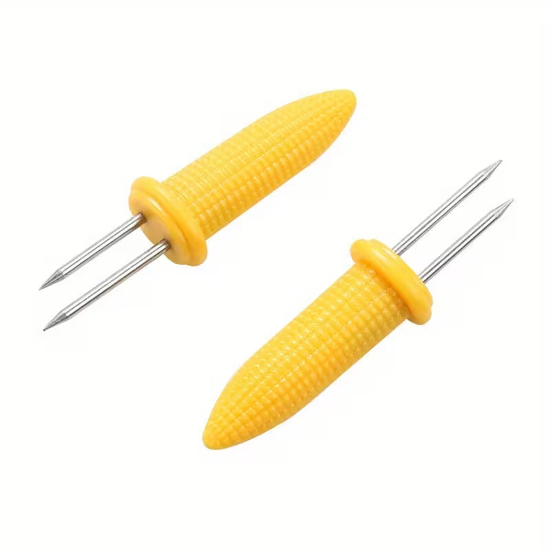 hot-selling barbecue tools stainless steel barbecue skewers heat-insulated corn forks bbq barbecue forks iron skewers for barbecue