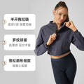 Autumloose crop top yoga top women's cycling running clothes zipper sportswear outwearshortcasualsweatshirt
