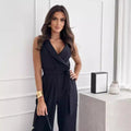 fashion cross-border women's clothing  new arrivalhigh waistwork clothing waist strap jumpsuitpants