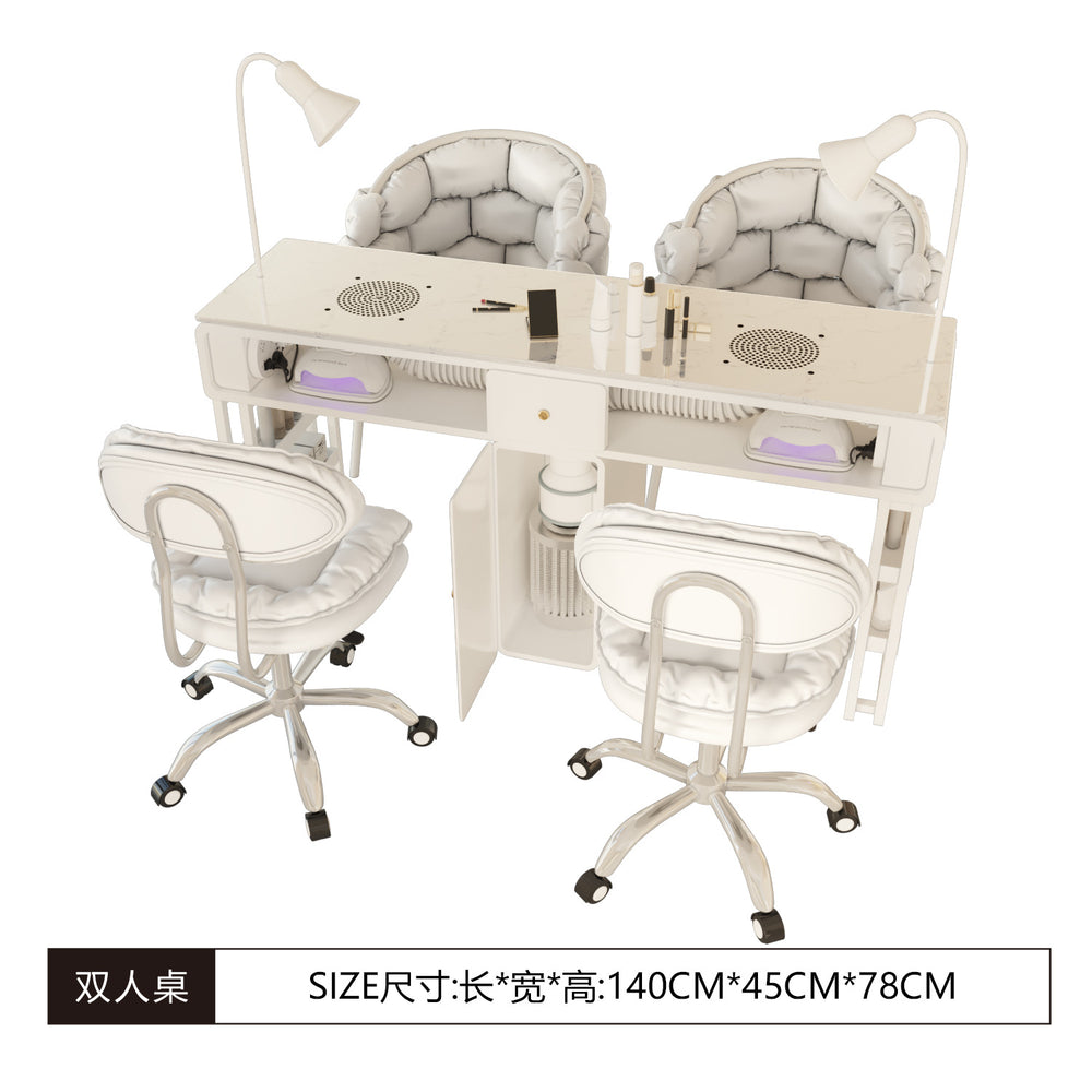 New arrival: extra-wide 45 turbine engraved grade vacuum marble & porcelain surface multifunctional minimalist nail table and chair set