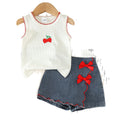 Baby clothing kids set children outfit white vest + blue shorts children's clothing