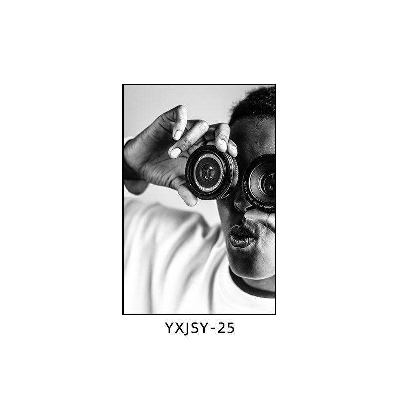 Camera photography Decorative painting Photo studio Black and white industrial style hanging painting Media studio Camera mural