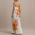 Independent station new arrival cross-border fashionexportprintingtube toploose heavy industry pleated long frenchdress