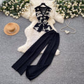 Korean style commute v-neck tank top and wide-leg pants two-piece set - women's  summer slimming, figure-flattering, high-end outfit