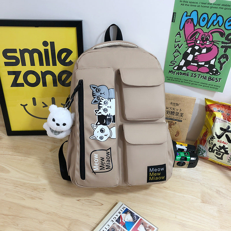 New Korean multi-functional dual-purpose thickened fabric schoolbag Internet celebrity lazy wind dirt-resistant di y large-capacity backpack