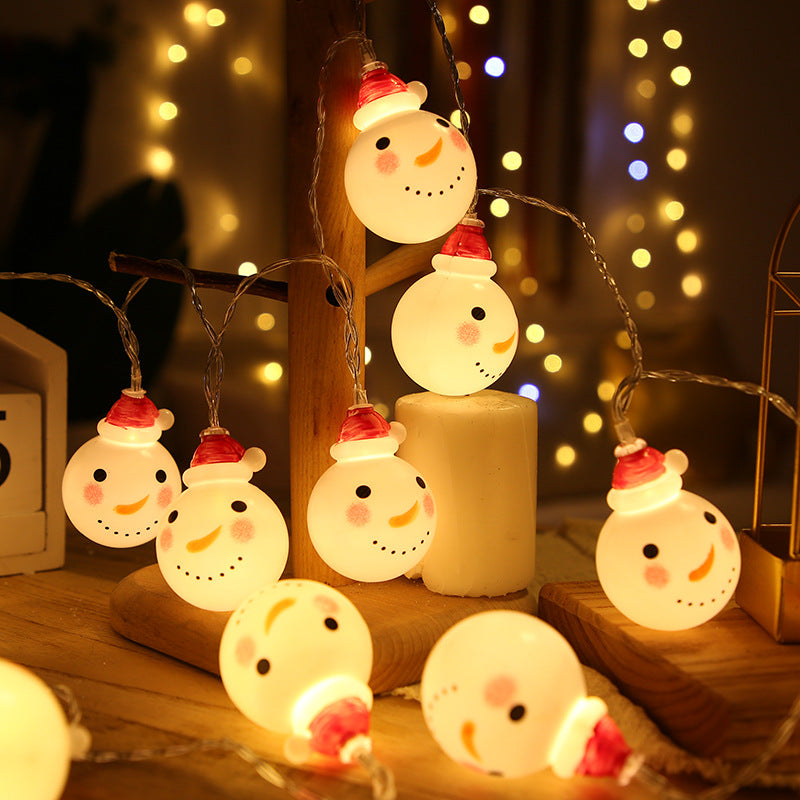 Cross-border led Christmas decoration light string, snowman old man Christmas tree cane room arrangement small lights flashing
