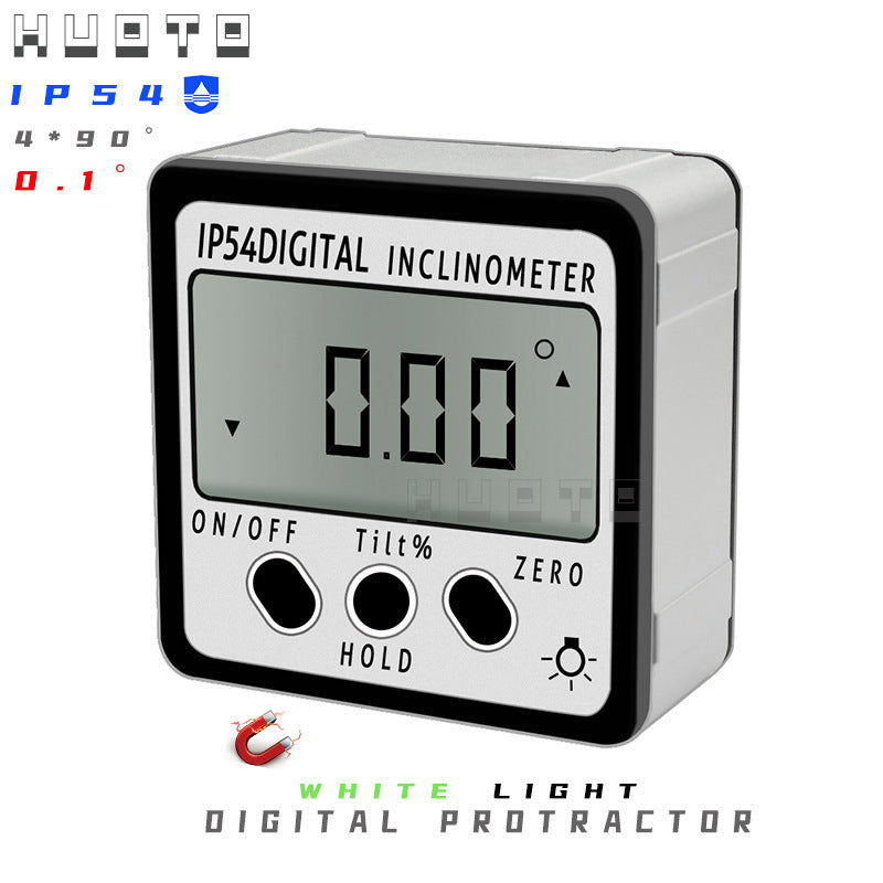 HUOTO 4 * 90 degree IP54 waterproof digital display tilt box angle ruler slope meter level ruler electronic tilt box