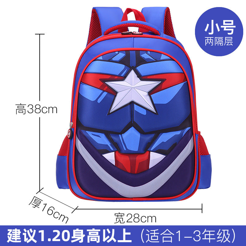 Kids' muscle design backpack - elementary school, grades 1-6, boys' cartoon backpack, breathable and lightweight