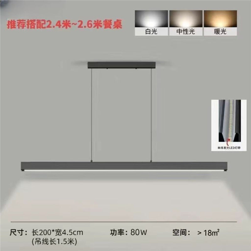 Modern minimalist integrated linear dining table/bar counter pendant light - eye-caring fixture for office, restaurant, and dining room