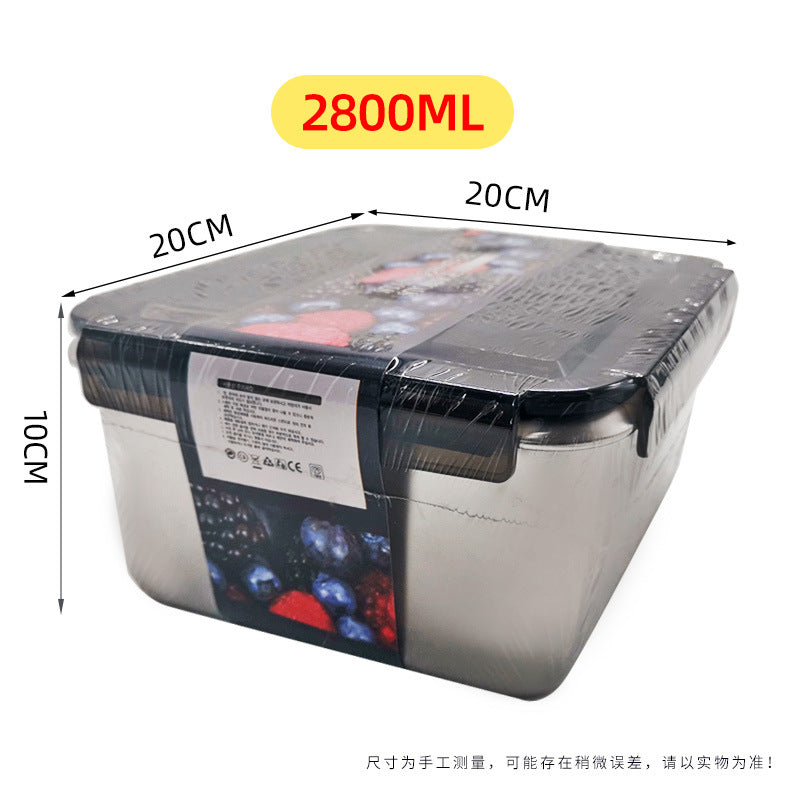 Japanese-style 316 stainless steel food container with lid, lunch box, outdoor fruit sealed bento box, square lunch box - wholesale