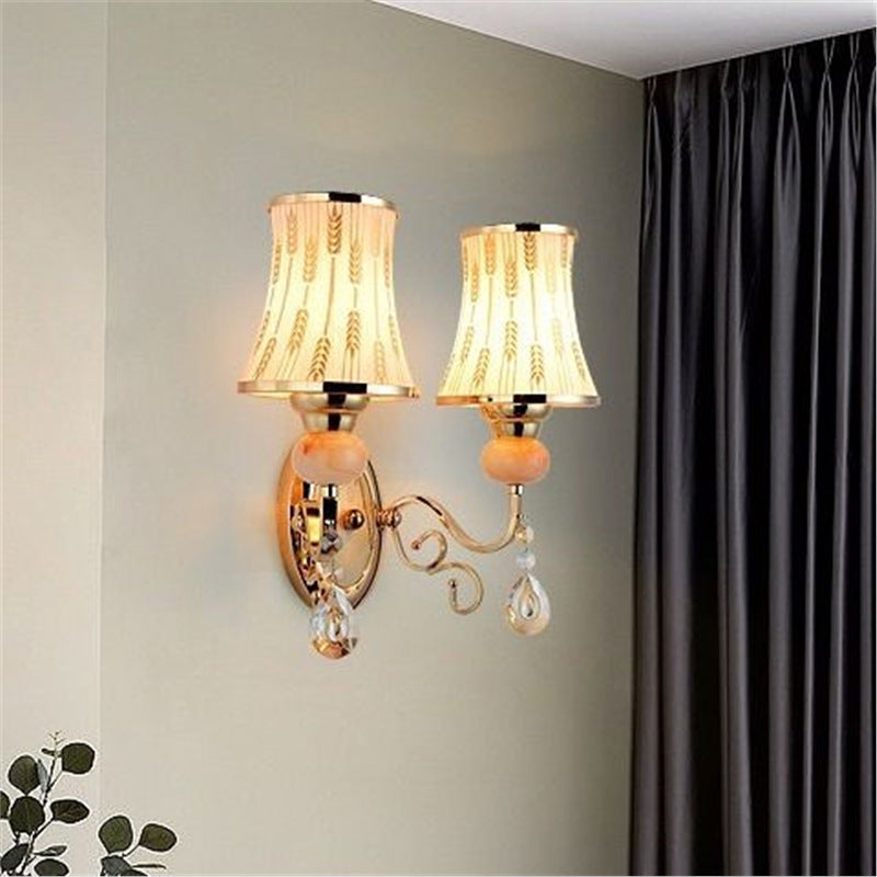 Wall lamp led bedside lamp bedroom room wall lamp glass high-end crystal wall lamp european yunlai