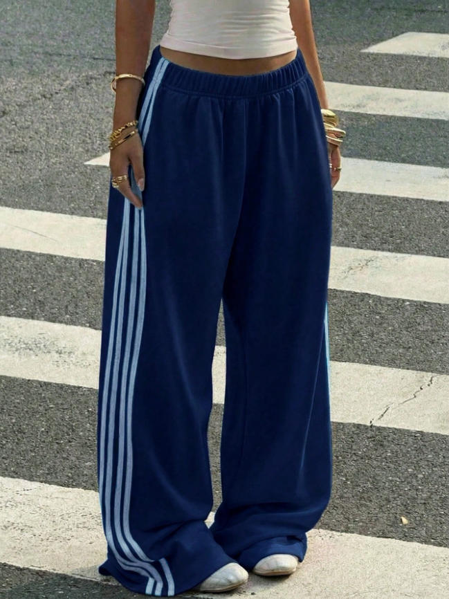 autumn cross-border hot girl style women's high-waisted slimming patchwork loose wide-leg sweatpants