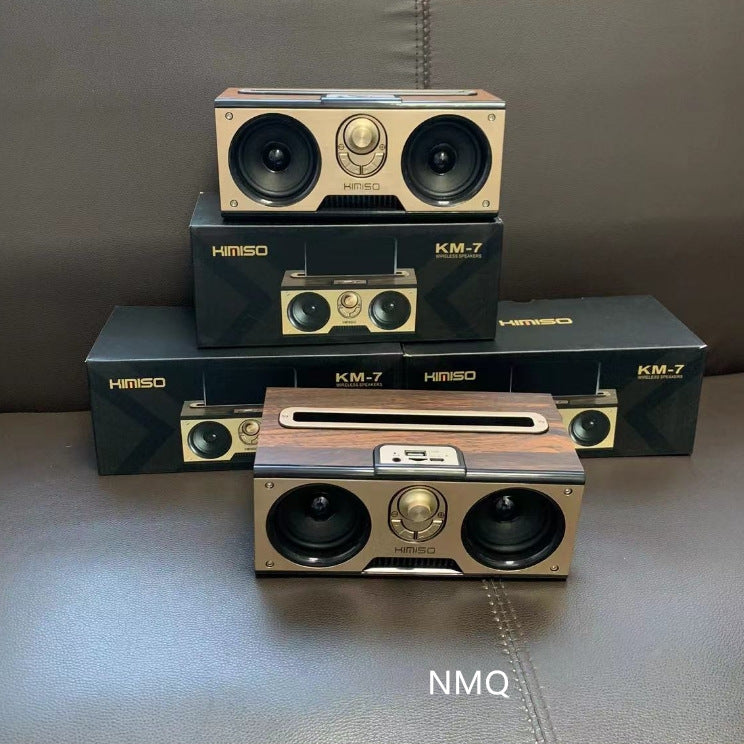Km-7 retro wooden speaker - portable outdoor subwoofer wireless bluetooth radio tf card speaker - default options