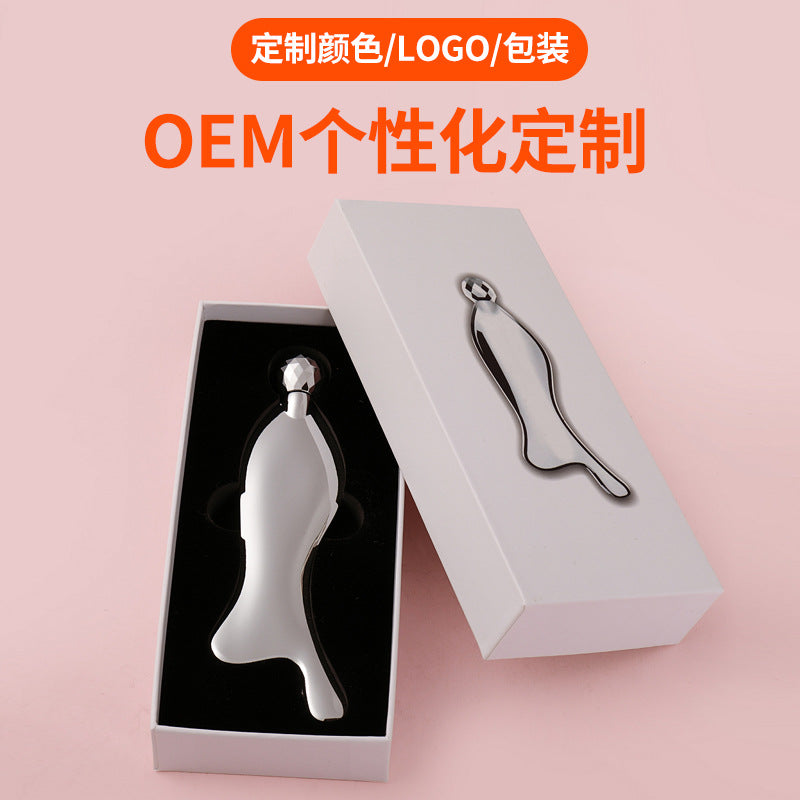 Face slimming device - lifting & firming, reduces nasolabial folds, at-home beauty tool, roller-type eye massager, facial lift, fish-shaped gua sha board