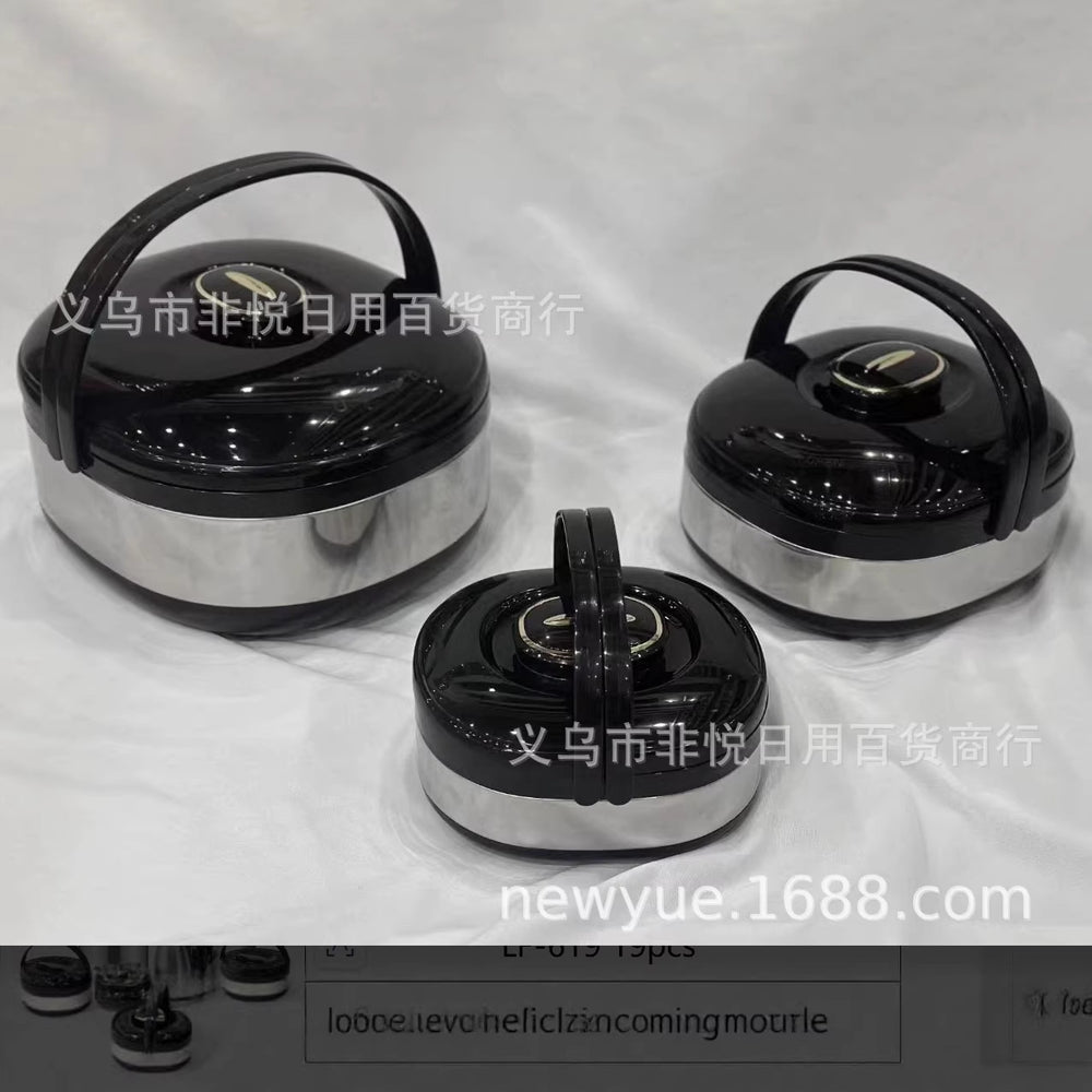 980 factory hot selling cross-border hot selling fresh-keeping lunch box thermal insulation bucket high-end stainless steel thermal insulation pot fresh-keeping bucket three pieces 6