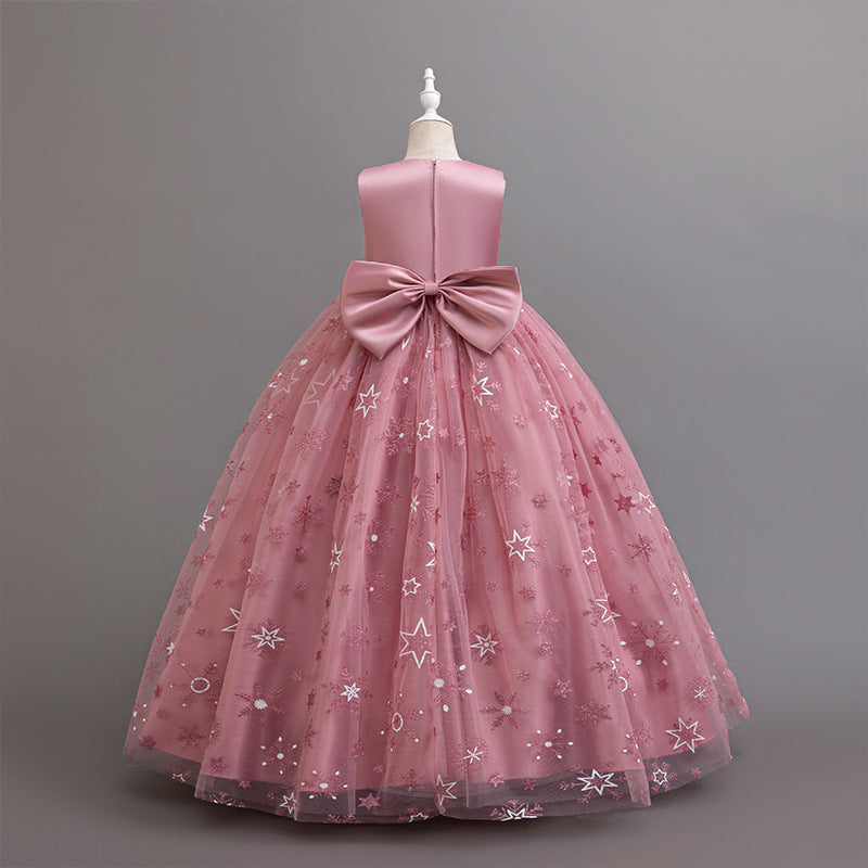 European and american style little princess cross-border children's dress, high-end tulle skirt, girls' wedding dress, banquet princess dress, piano recital evening gown