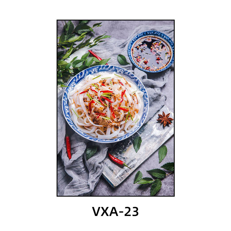 陕西装饰画西安长安古城风景建筑面馆挂画美食餐厅饭店包厢壁画