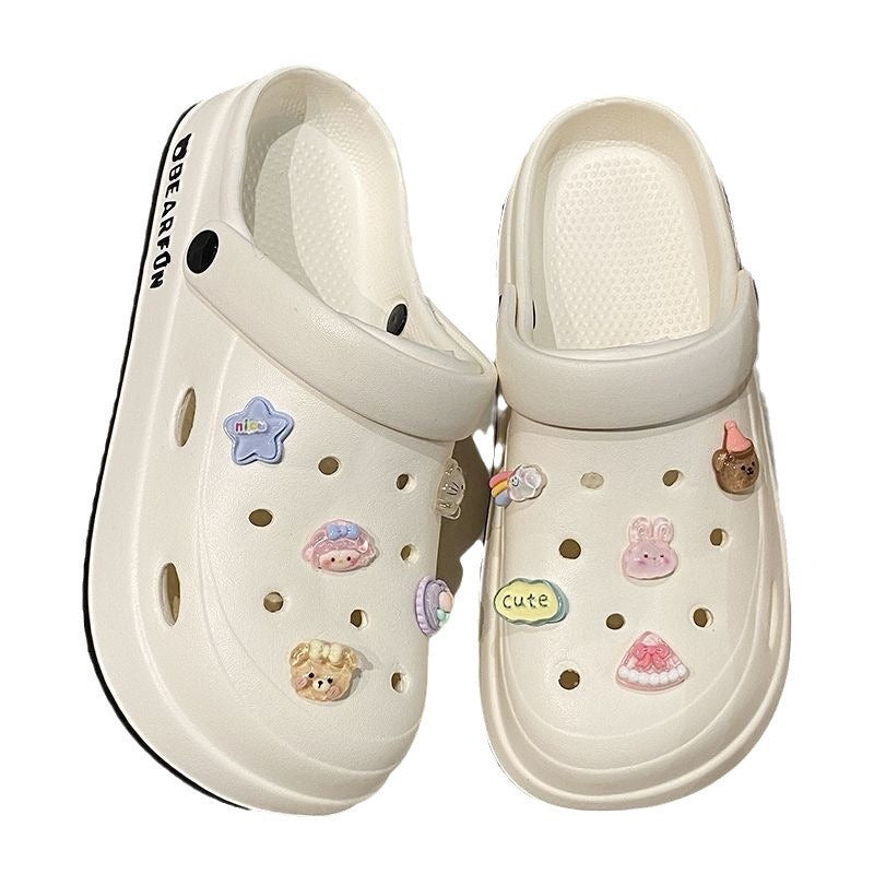 2024 new eva clogs summer women's outdoor thick-soled beach sandals "stomping on shit" comfort non-slip girls' slippers wholesale