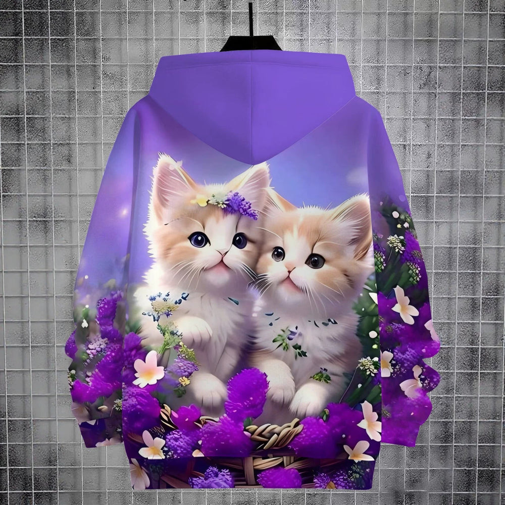Kids' hoodie jacket, cute cartoon print girls' fashion zip-up, dropshipping available, adorable and sweet style