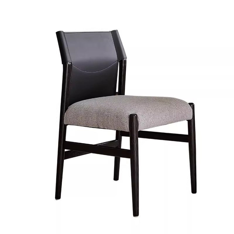 Designer armchair italian normcore study cotton and linen back chair restaurant white ash saddle leather dining chair