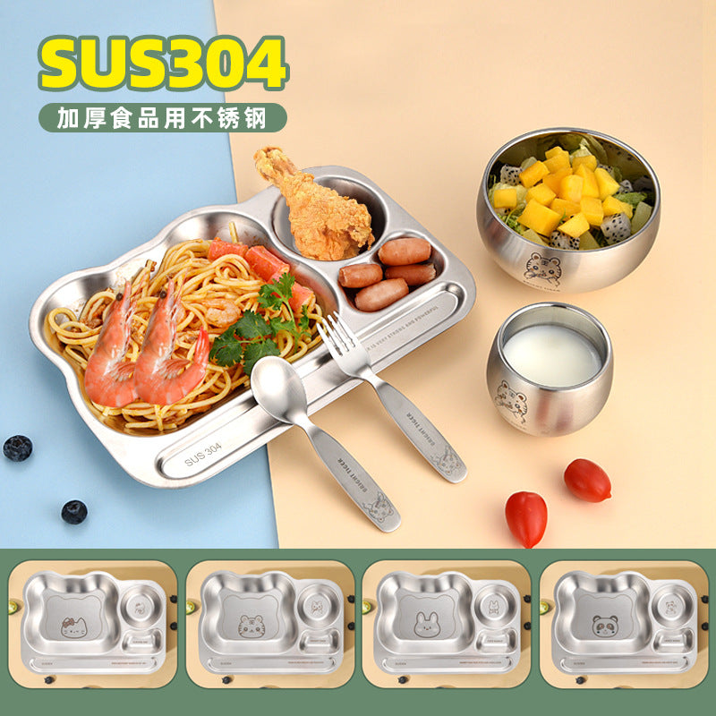 304 stainless steel divided plate for toddlers - perfect for home use, featuring compartments for meals and snacks. ideal for kids' mealtime